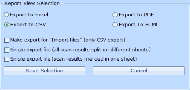 Export options from Scan Documents tab in ReplaceMagic