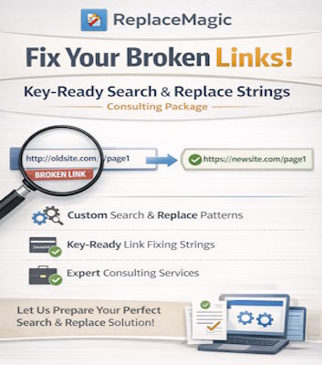 Key-ready replacement strings package to fix your broken links